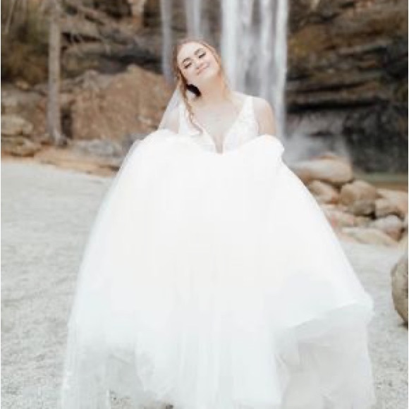 Stella York Wedding Gown, size 14, only taken in at waist 2 inches. - Picture 2 of 5